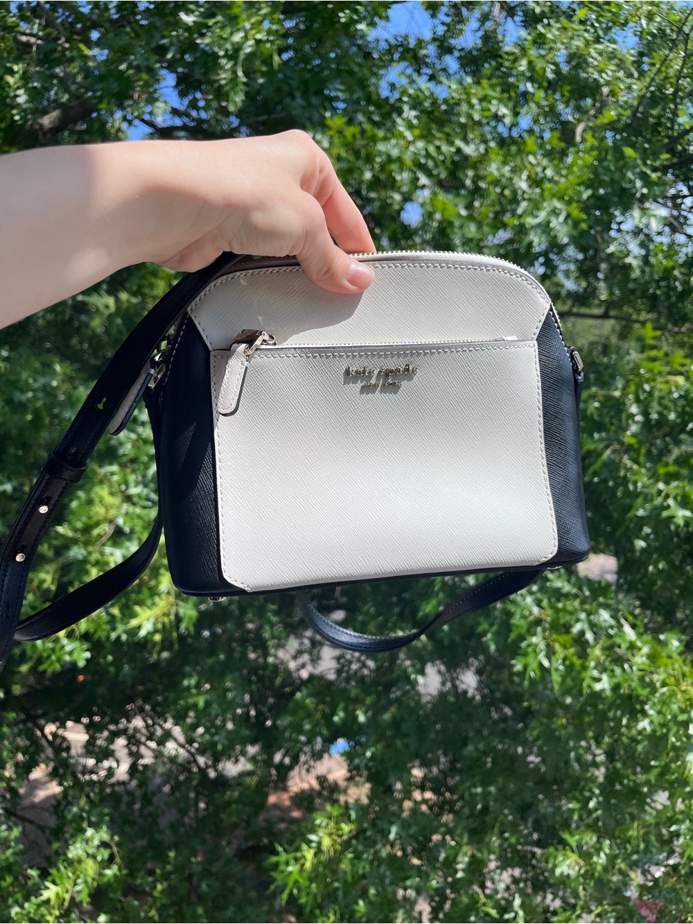 kate spade Black and White Saffiano Crossbody Bag